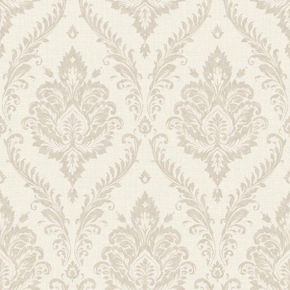 Grand Damask Beige Textured Non-Pasted Wallpaper (Covers 56 sq. ft.)