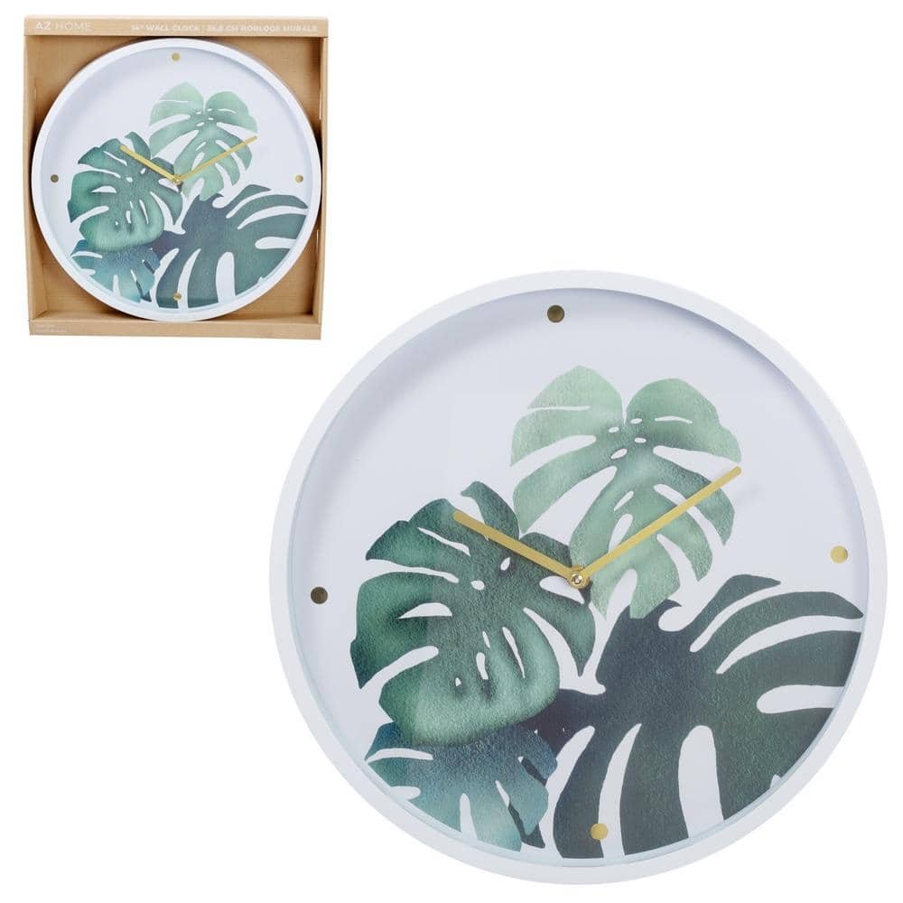 Hays Modern Tropical Wall Clock, 14 in. Green