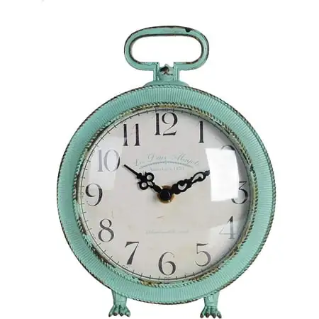 HOME Table Top Clock, Vintage French Decorative Pewter Analog Desk Clock Battery Operated for