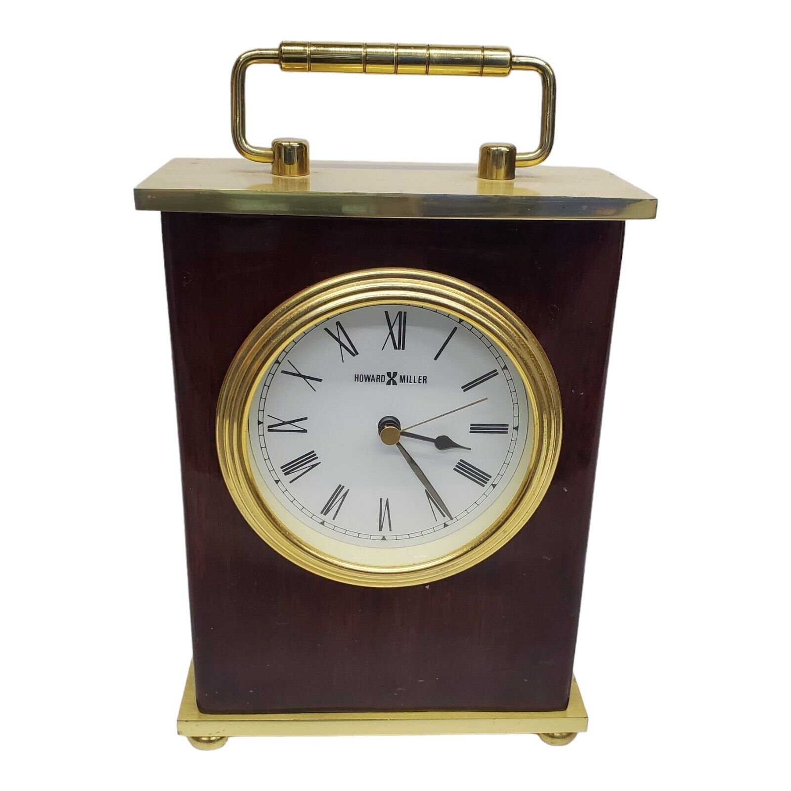 Howard Miller 613528 Glossed Woodtone Metal and Brass Bracket Clock 7" VIDEO