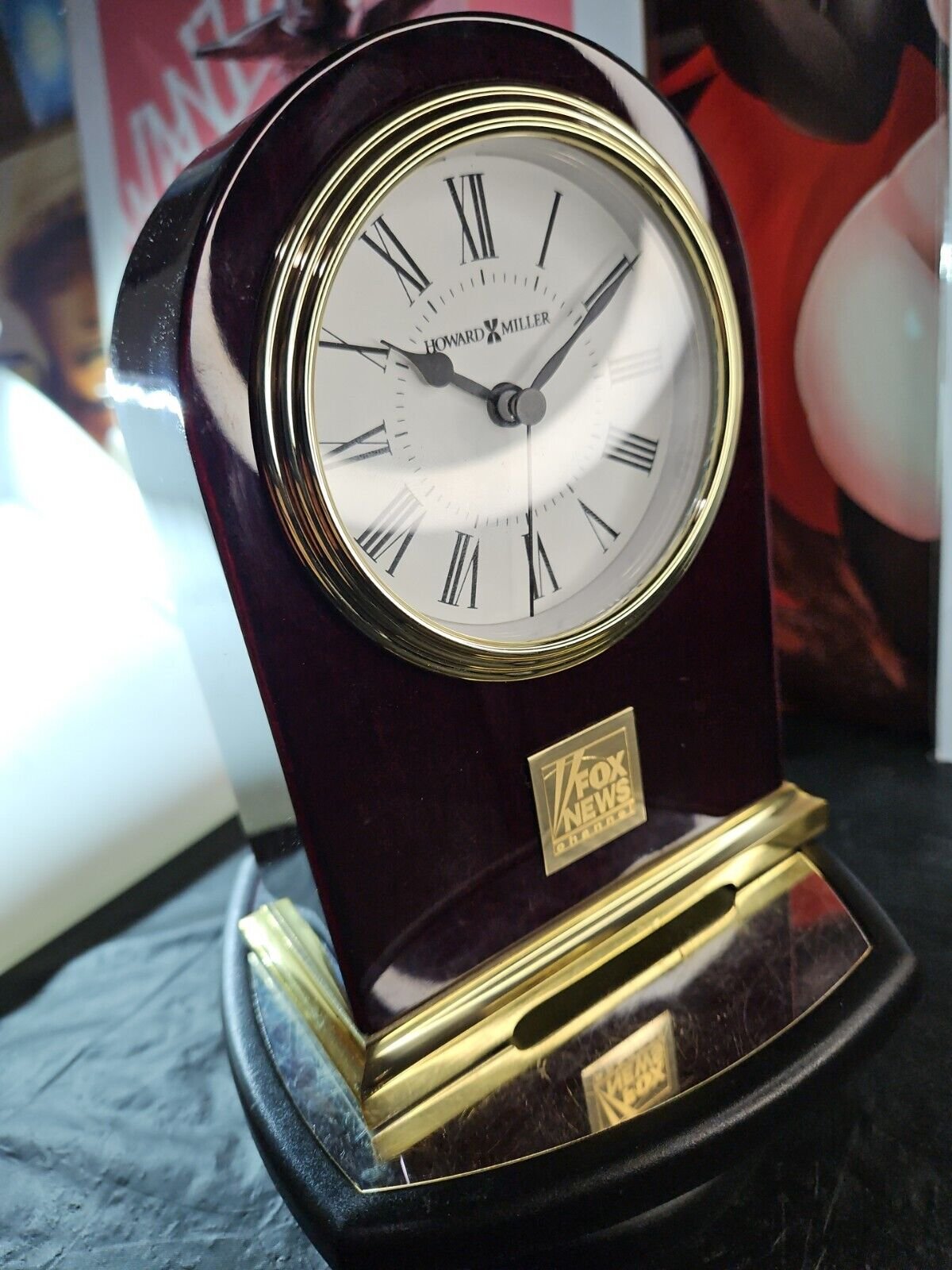 Howard Miller Clock 645-389 Carter Rosewood Brass Base Fox News Channel Placue