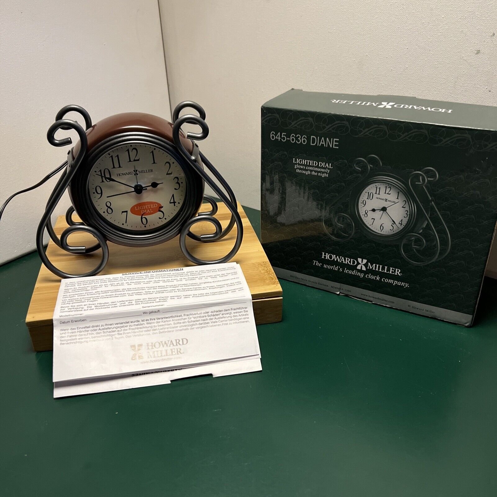 Howard Miller Diane Table Clock, medium-brown - 645636