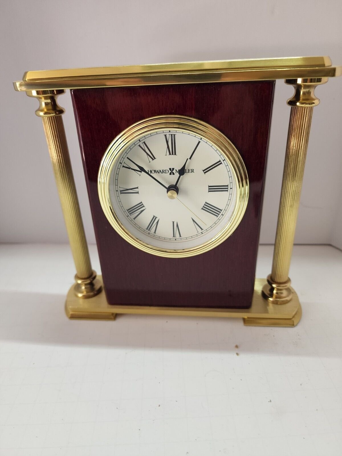 Howard Miller Rosewood Encore Bracket Brass Table Shelf Desk Clock Model 645-104