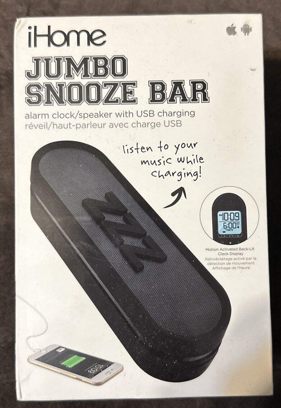 iHome Jumbo Snooze Bar Alarm Clock with USB Charging