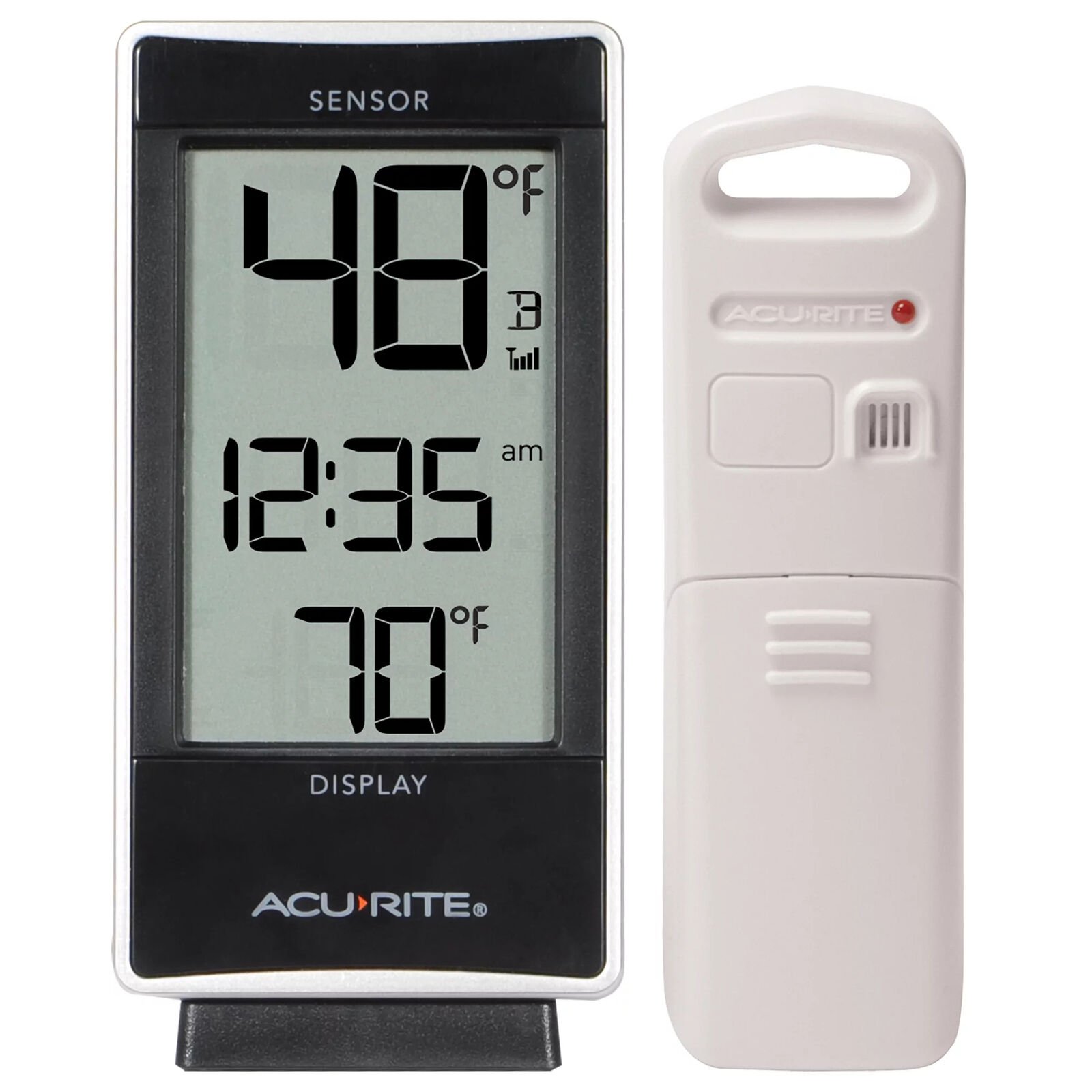 Indoor and Outdoor Thermometer with Temperature and Clock;Battery-PoweredPlastic
