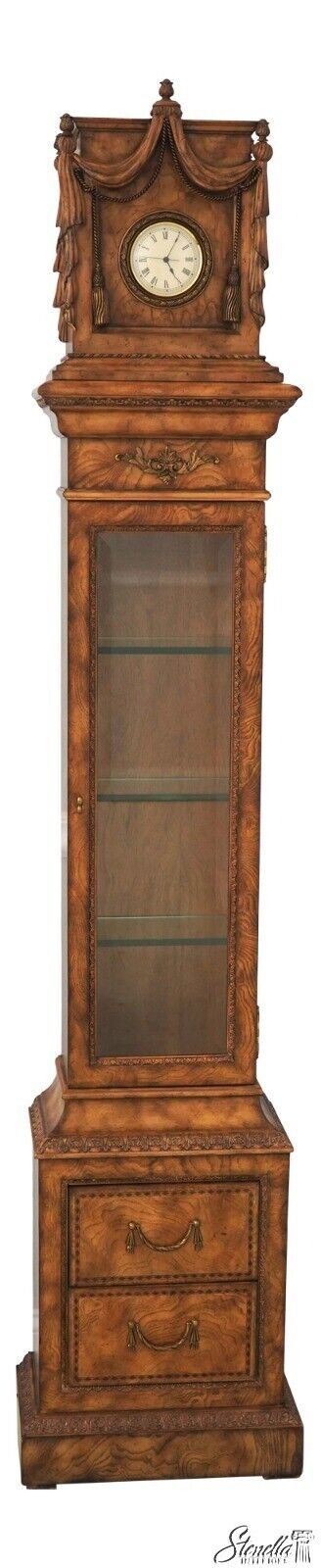 L64695EC: MAITLAND SMITH Narrow Display Curio Cabinet Hall Clock
