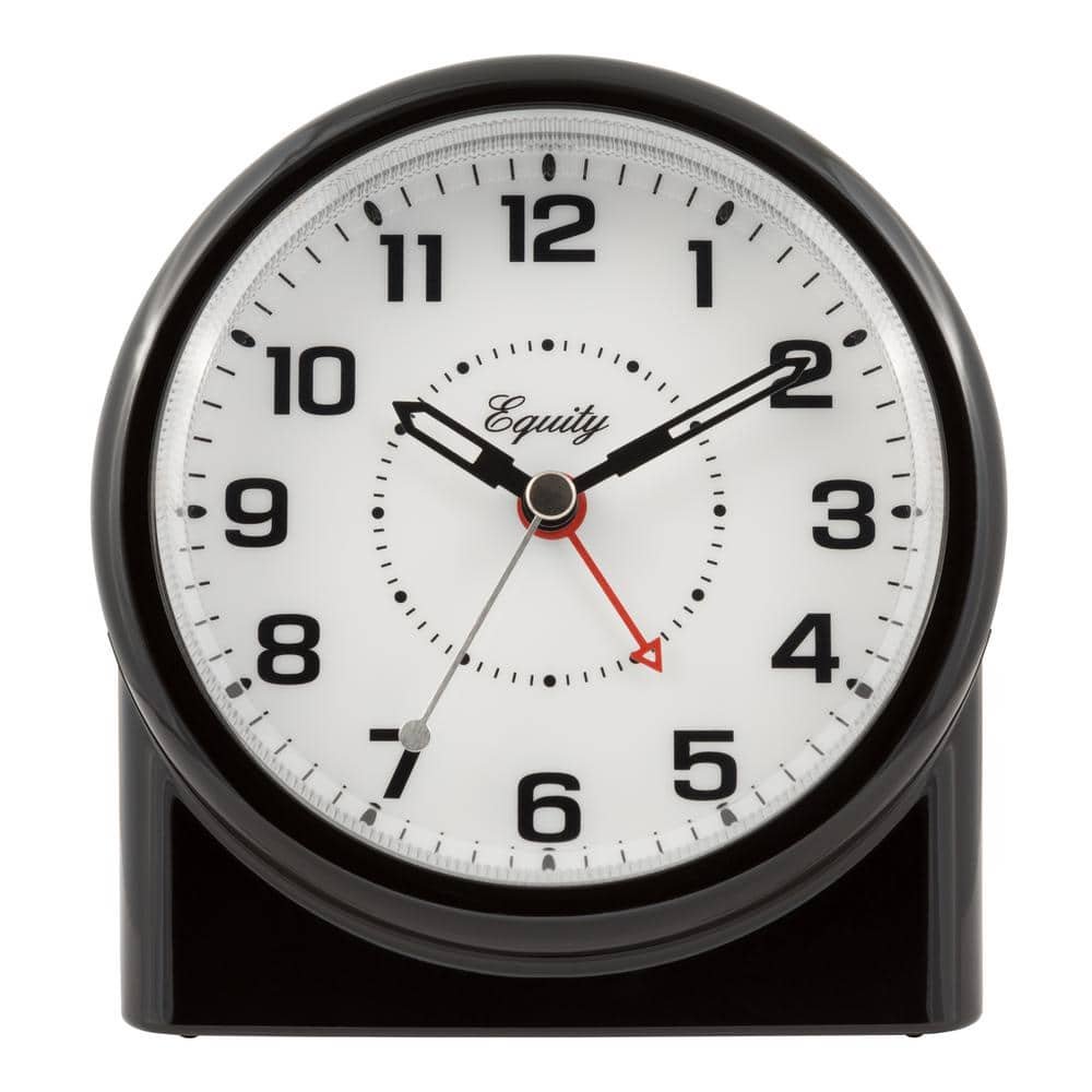 Large 4.72 in. Black Analog Alarm Table Clock with Night Vision Technology