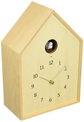 Lemnos Cuckoo Clock Analog Birdhouse Natural Wood NY16-12 NT 7.1 x 26.8 x 9.8cm