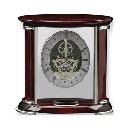 Luxembourg Rosewood Finish and Chrome Trim Skeleton Dial Mantel Clock QGP9963