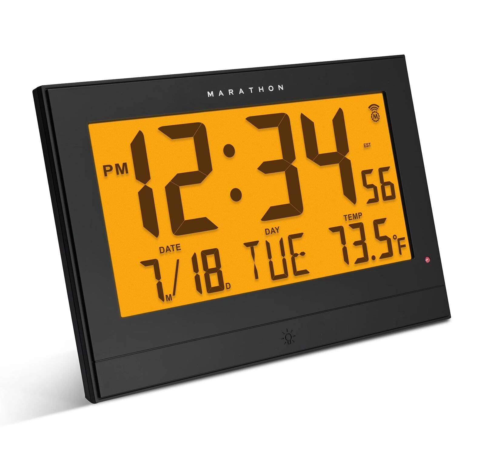 Marathon CL030089BK Black Atomic Clock with Auto Backlight