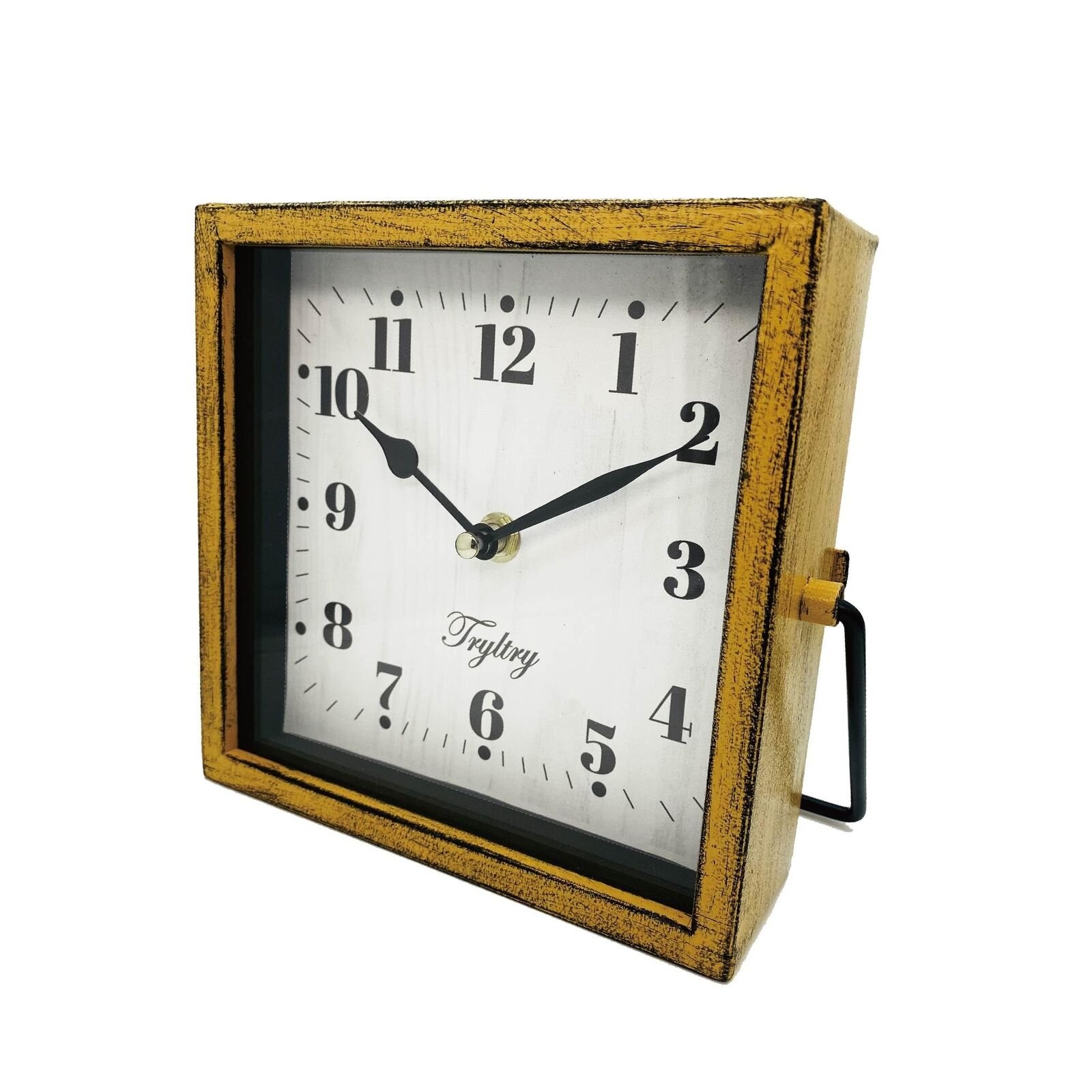 Metal Table Clock Battery Operated Decorative Silent Non-Ticking Table Clock ...
