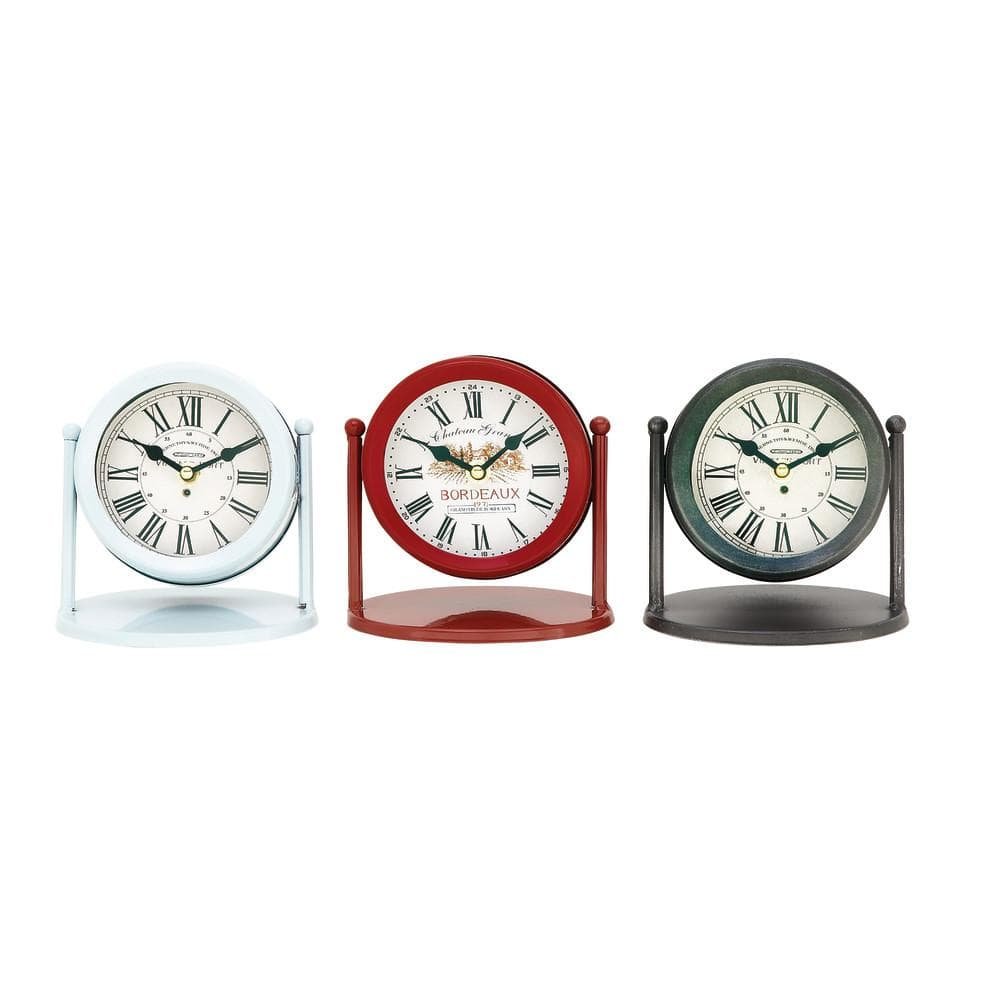 Multi Colored Metal Analog Clock (Set of 3)
