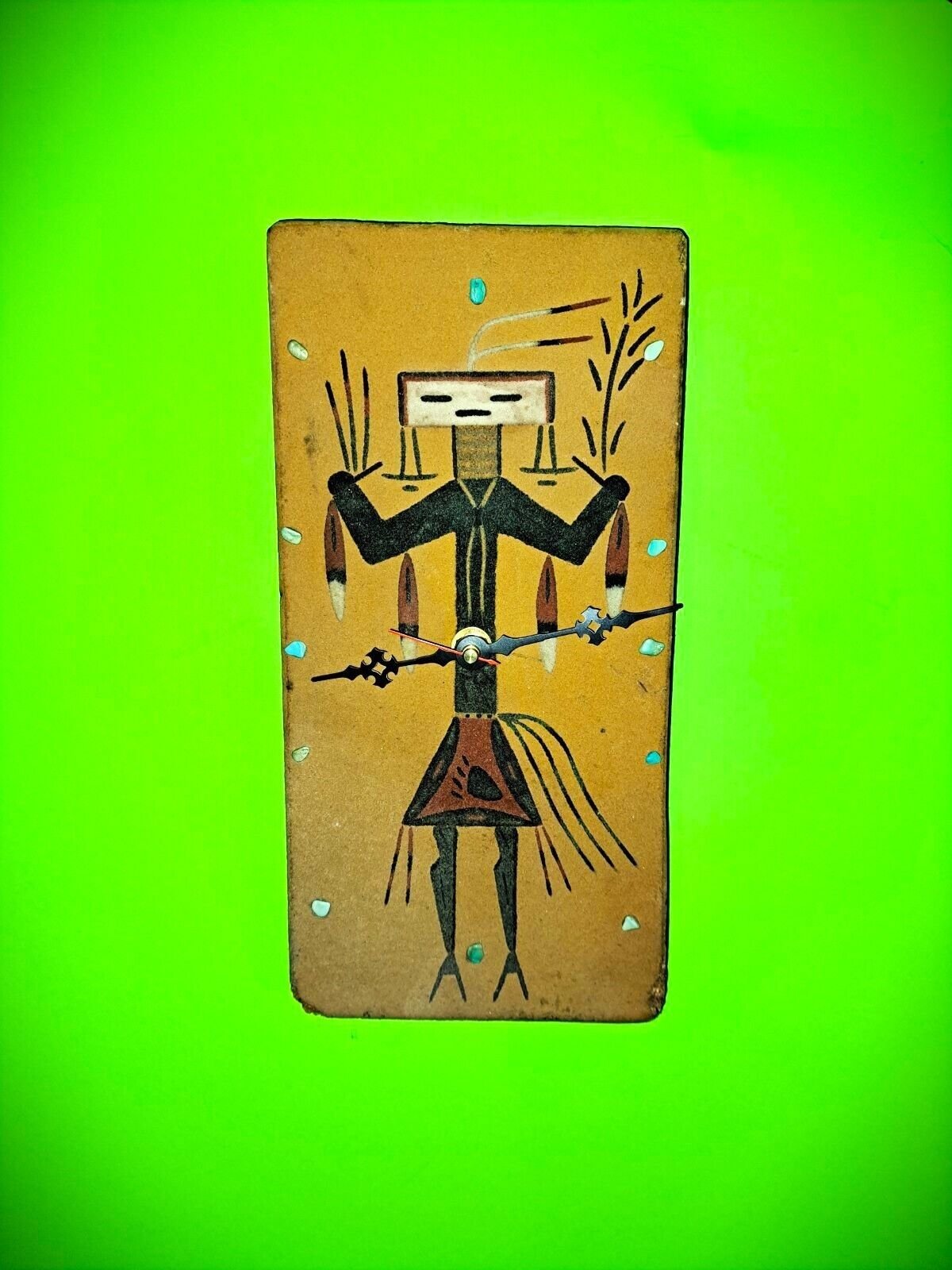 Navajo ‘Holy Man’ Sand Painted Quartz Wall Clock