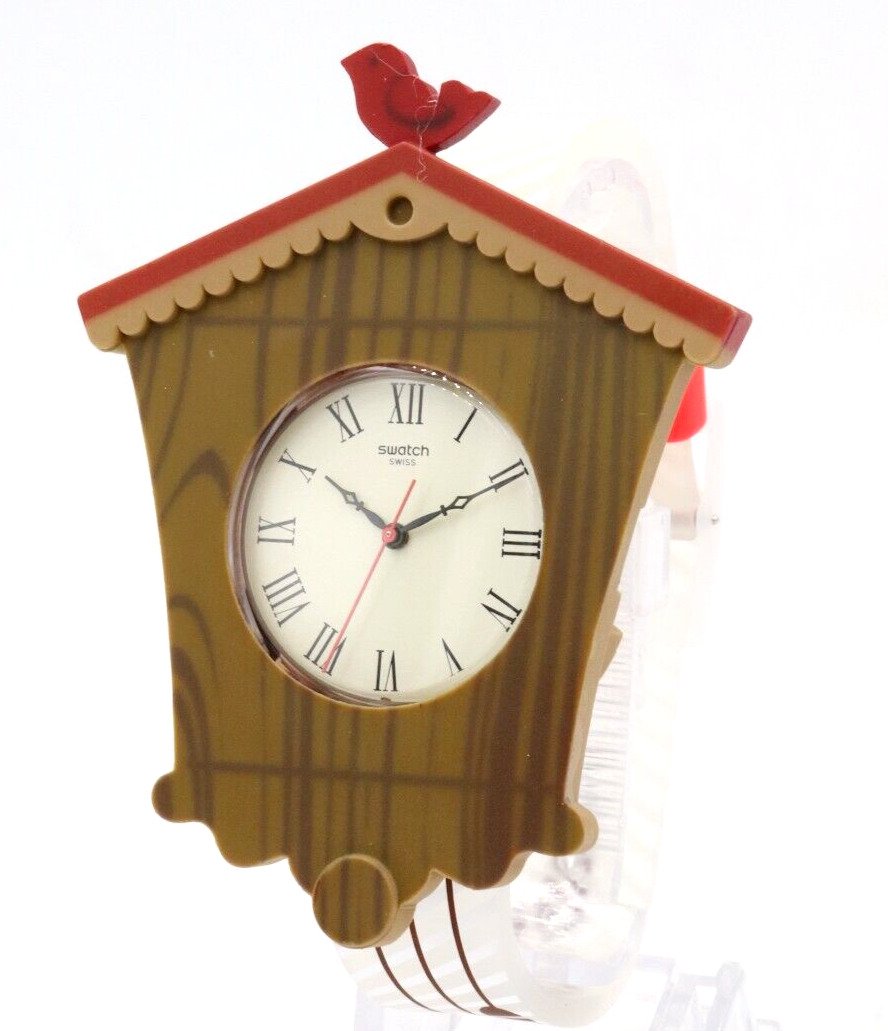 New Swiss Swatch UHRLY Cuckoo For Cuckoo Clocks Silicone Watch GC116 $75
