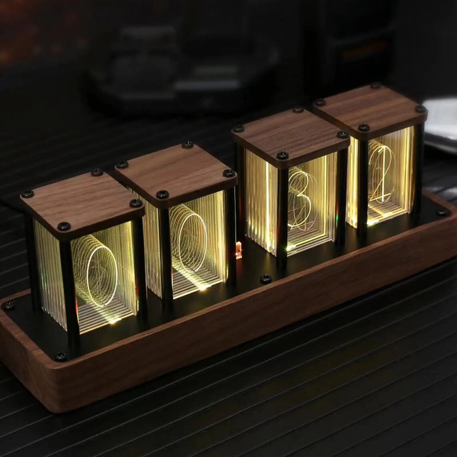 Nixie Tube Clock LED Digital table Clock USB Alarm Clock Large Display Clock