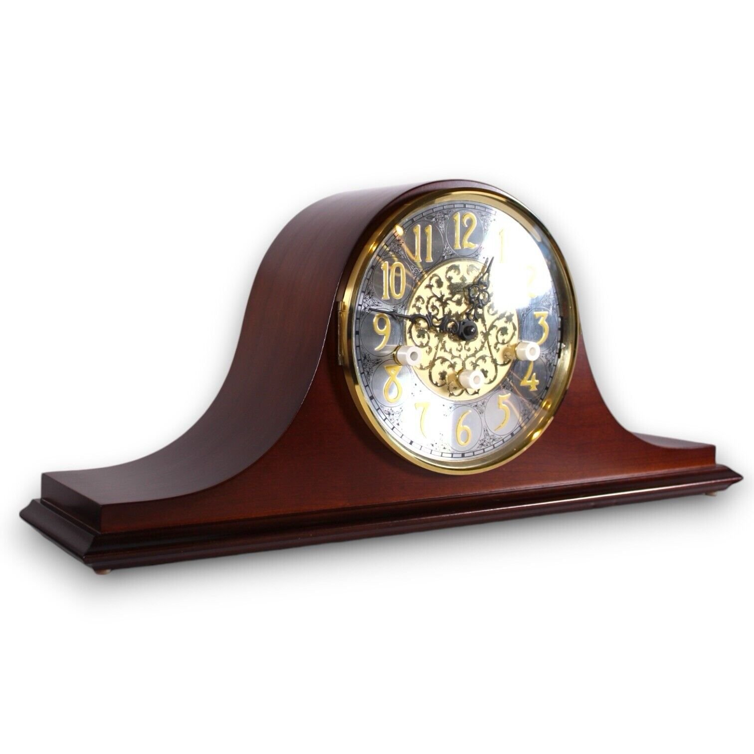 NOS Franz Hermle 1050-020 Tambour Mantel Clock Vintage Triple Chime Westminster