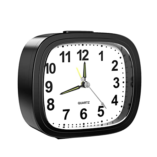 ORIA Analog Alarm Clock, Quartz Movement Alarm Clock, Silent Non Ticking Small Clock, 4IN Silent Alarm Clock with Light, Snooze Function, Increasing Alarm Sound, Alarm Clock for Elderly, Teen