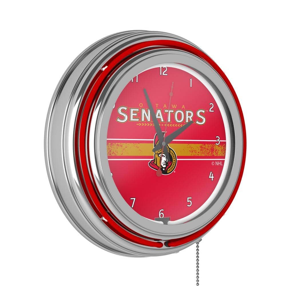 Ottawa Senators Red Logo Lighted Analog Neon Clock