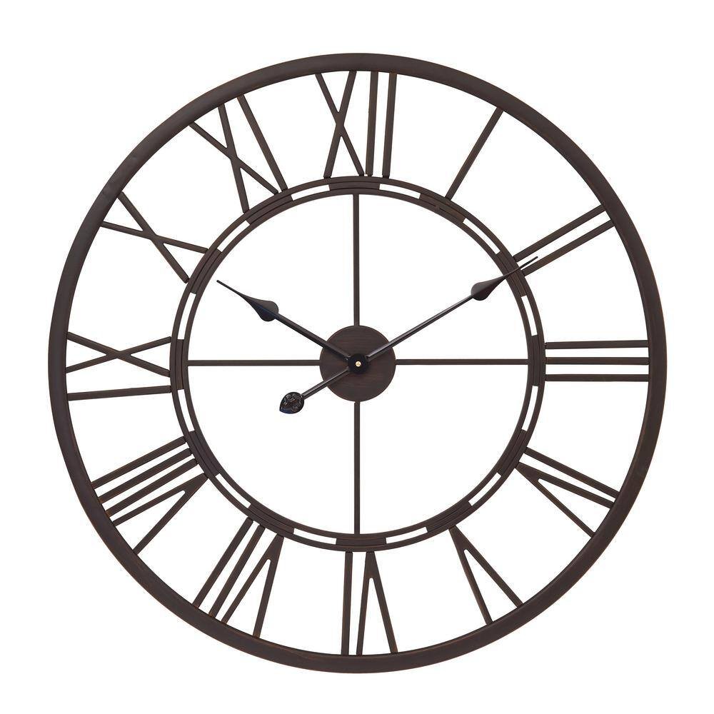 Oversized Roman 27 in. Dia Oil Rubble Bronze Round Wall Clock