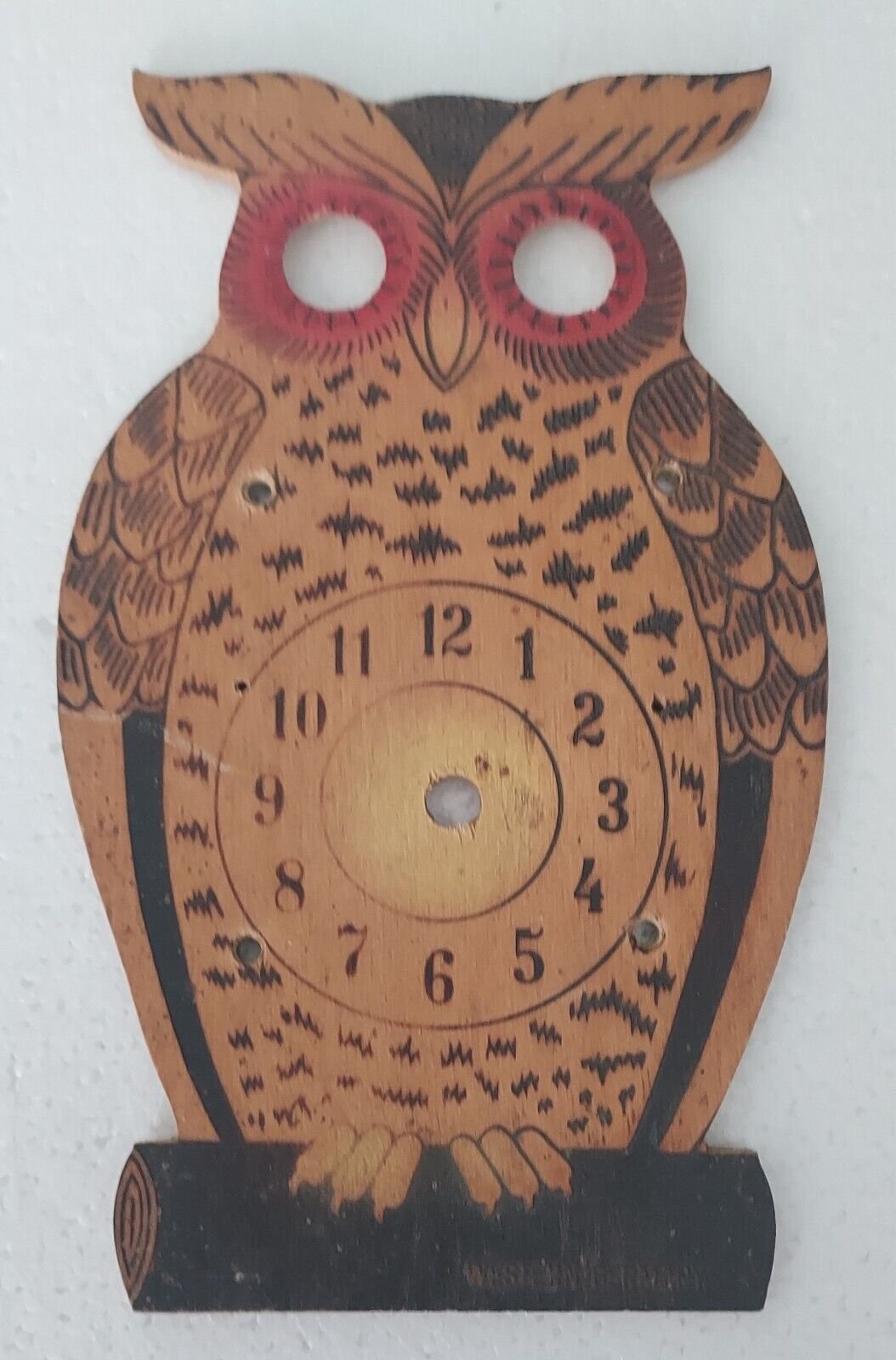 Owl Moving Eyes Cuckoo Clock Face Germany