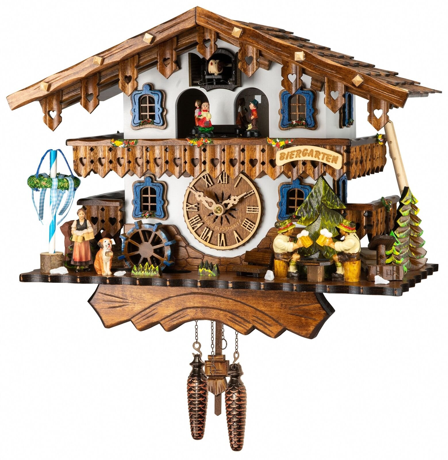 Quartz Cuckoo Clock with Musik Black Forest house with moving.. EN 44717 QMT NEW