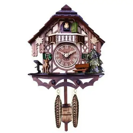 River City Clocks Musical Cuckoo Clock Cottage with Deer, Water Pump, and Tree photo