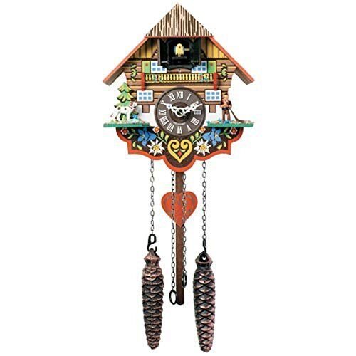 River City Clocks Musical Multi-Colored Quartz Cuckoo Clock - 8 Inches Tall - Mo