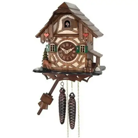 River City Clocks One Day cuckoo Clock Cottage with Deer, Tree, & Water Pump photo