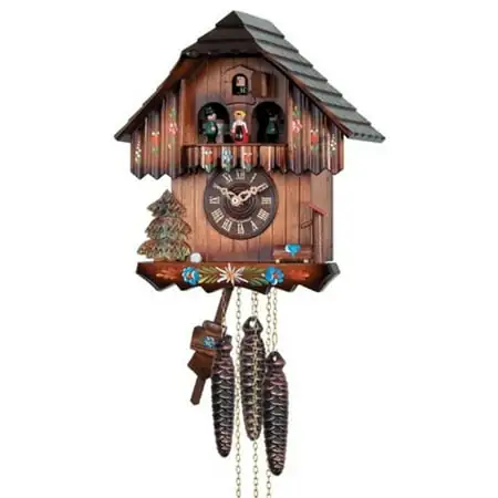 River City Clocks One Day Musical Cuckoo Clock with Hand painted Flowers and Moving Dancers
