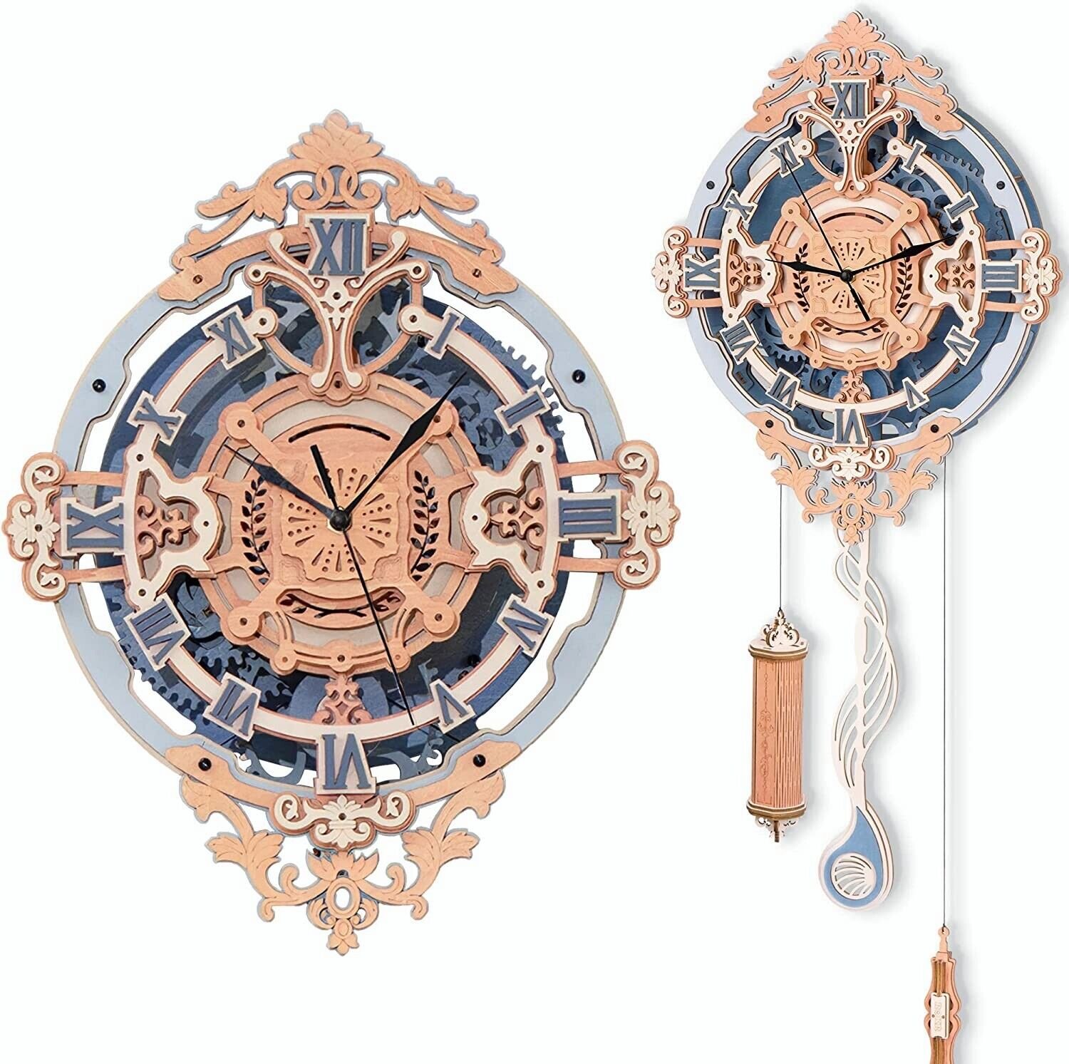 ROKR 3D Puzzle Wall Quartz Clock Wooden Gift For Kids Adults Mechanical Design