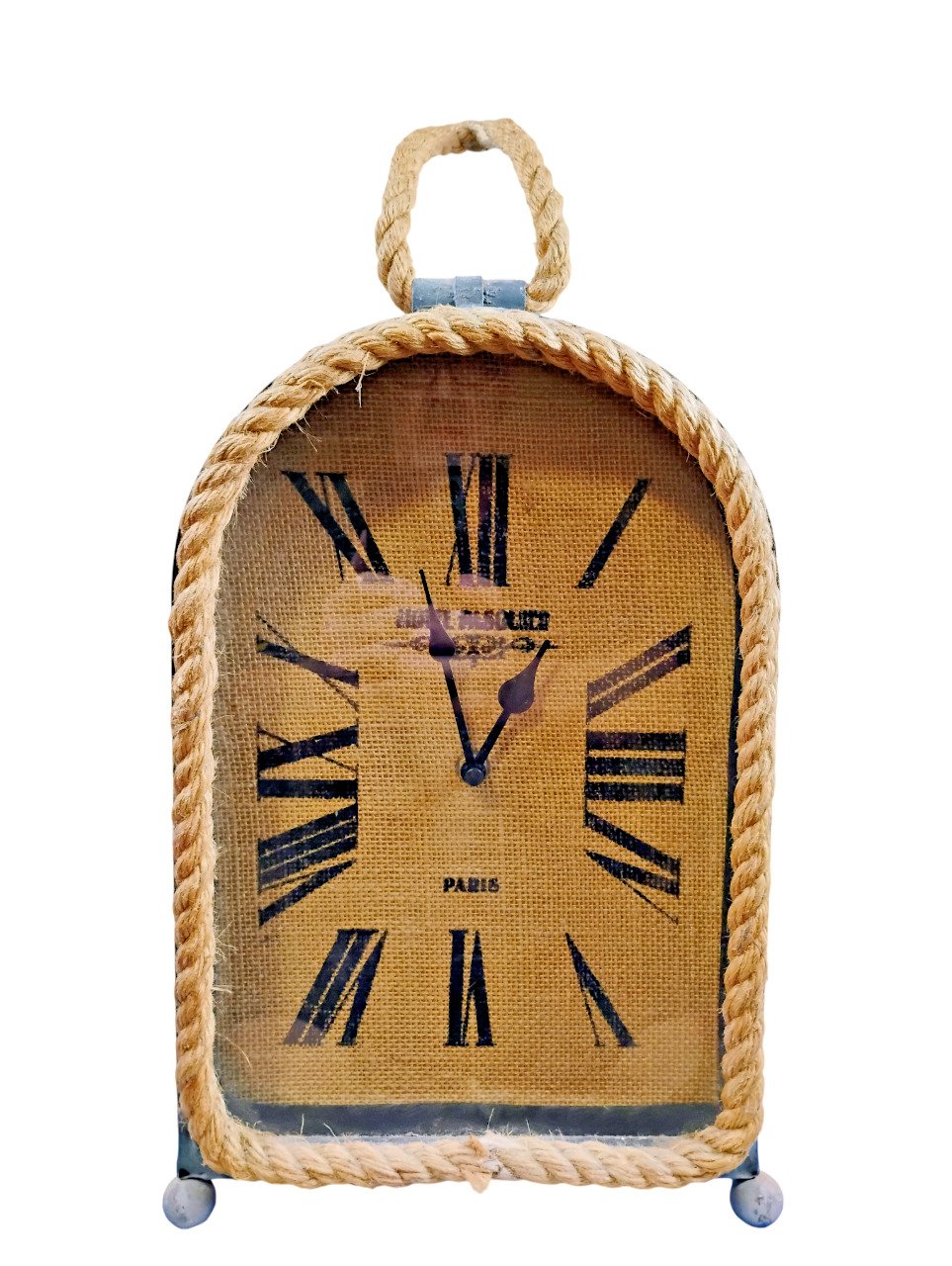 Rustic Privilege International Antique Table Clock with Rope Detailing