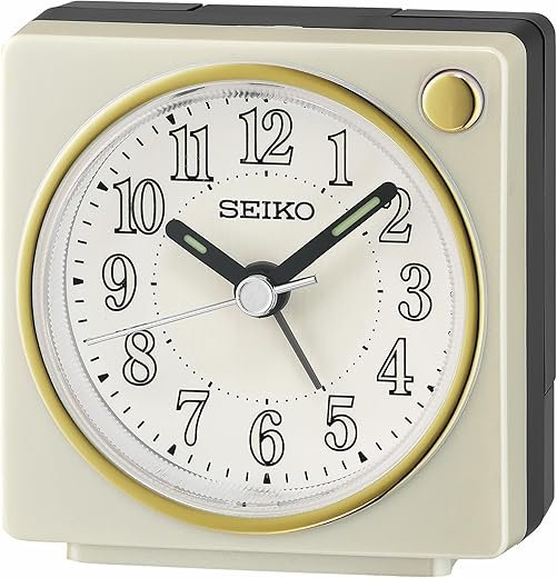 Seiko Fuji II Bedroom Alarm Clock, Pearl White