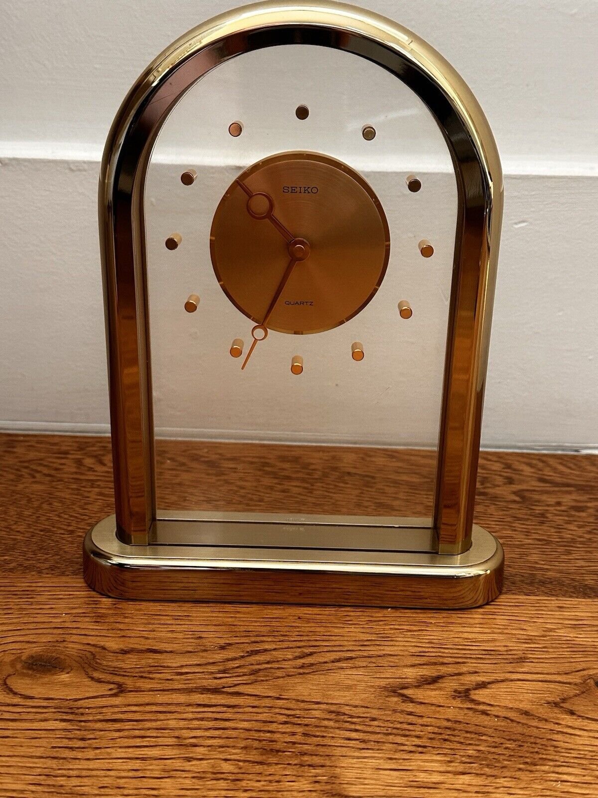 SEIKO Mantel Clock QZ 123G Japan Transparent Table Quartz CAL.21201