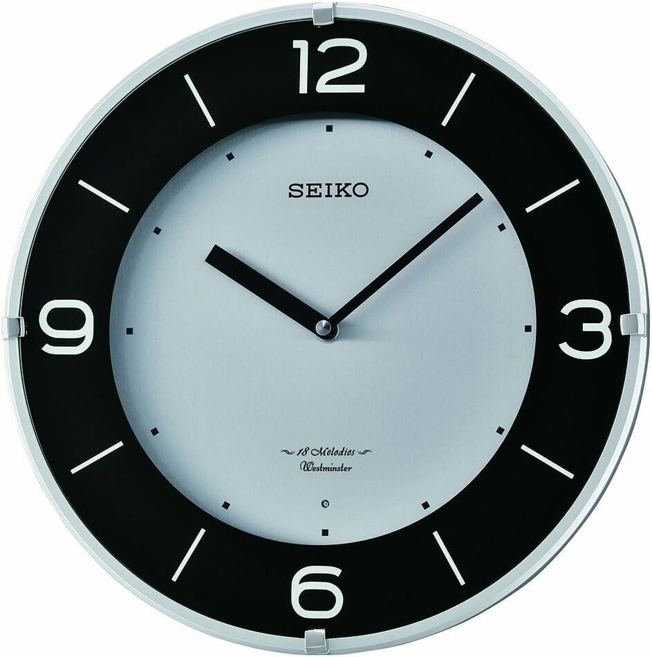 Seiko QXM358SLH Japanese Style Quartz Wall Clock with 18 Melodies or Chimes