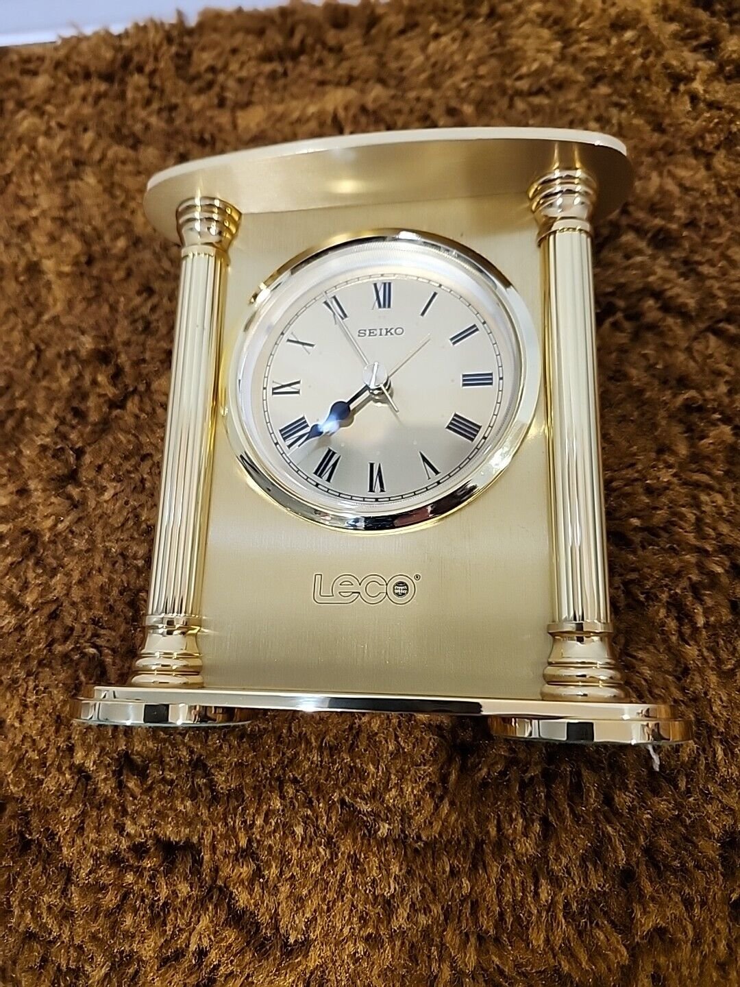 SEIKO Vintage Brass Mantel Shelf or Desk Alarm Clock QHE102GLH Tested Working