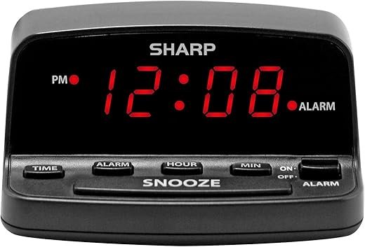 SHARP Digital Alarm Clock with Keyboard Style Controls, Battery Back up, Easy to Use with Simple