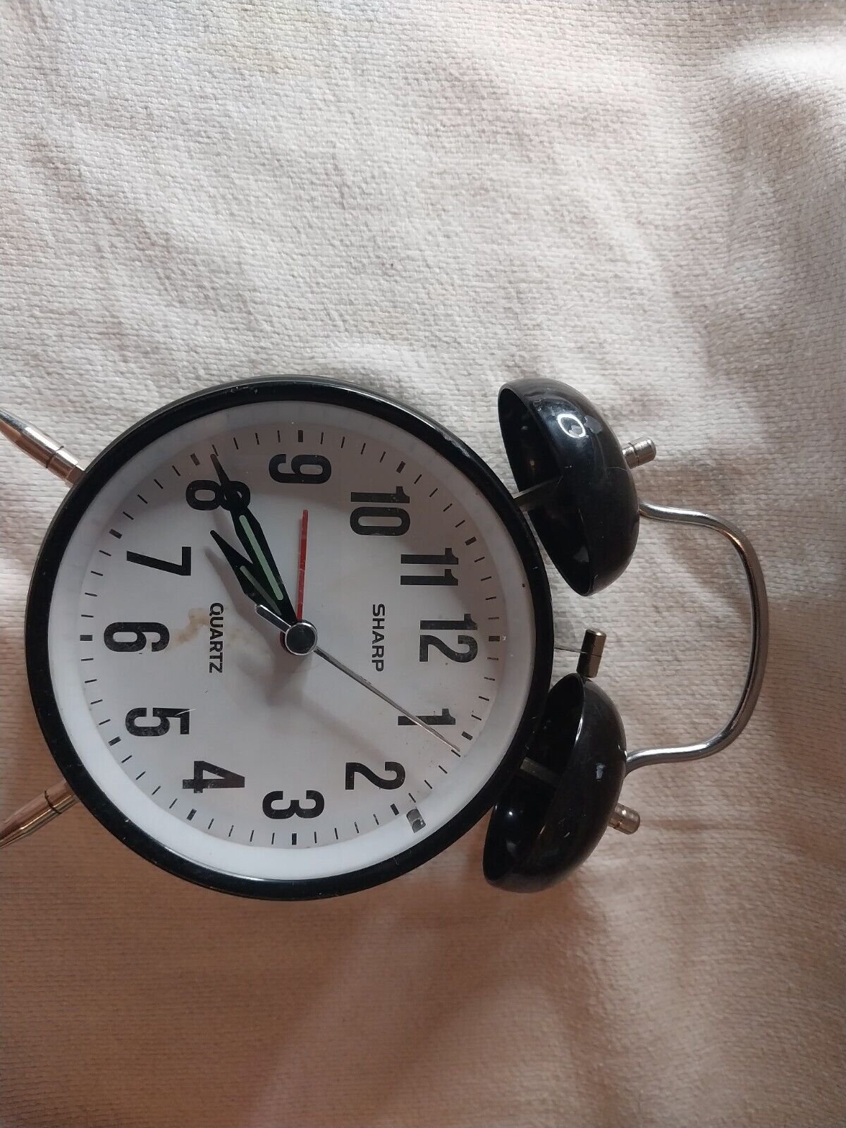 Sharp Twin Bell Quartz Analog Alarm Clock - Black