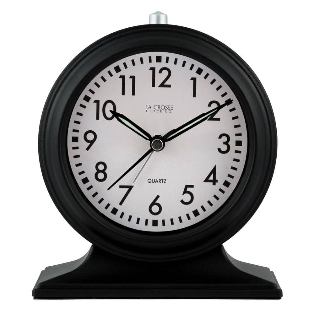 Silent Sweep Black Mantel Quartz Alarm Clock