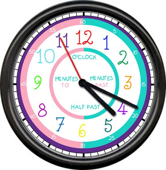Teacher Gift Wall Clock Easy To Read Kindergarten Classroom School Kids Student