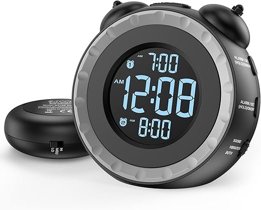 uscce Loud Dual Alarm Clock with Bed Shaker 0 100% Dimmer, Vibrating Alarm Clock for Heavy Sleepers