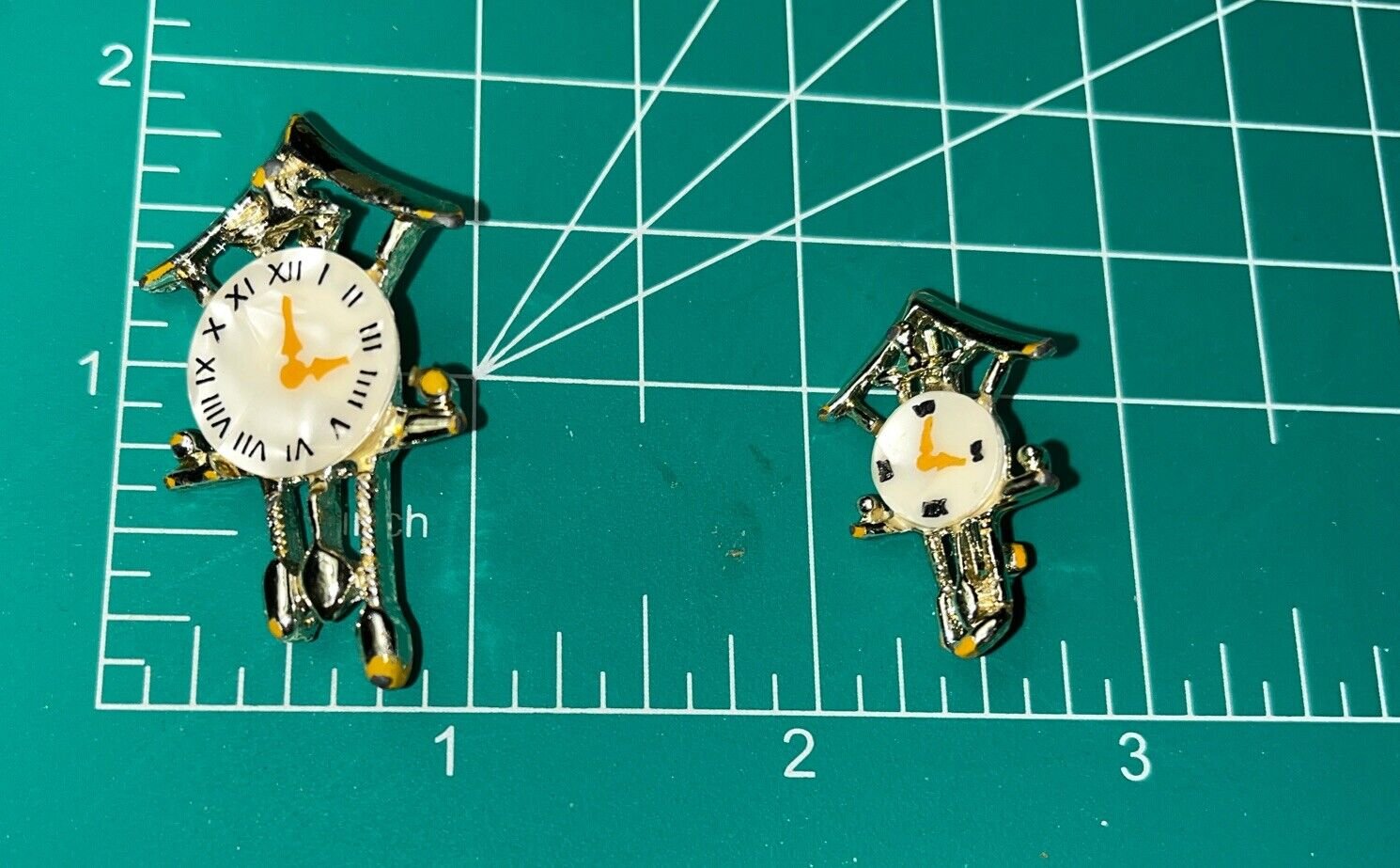 Vintage 1950s Cuckoo Clock Scatter Pins, Mother of Pearl Estate Jewelry