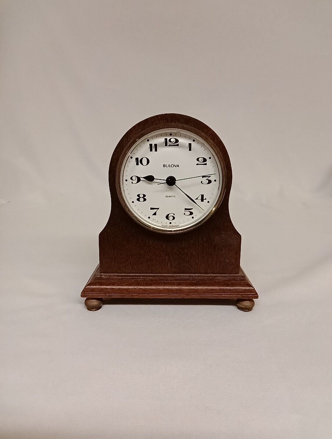 Vintage Bulova Small Wooden Desk Mantle Clock West Germany