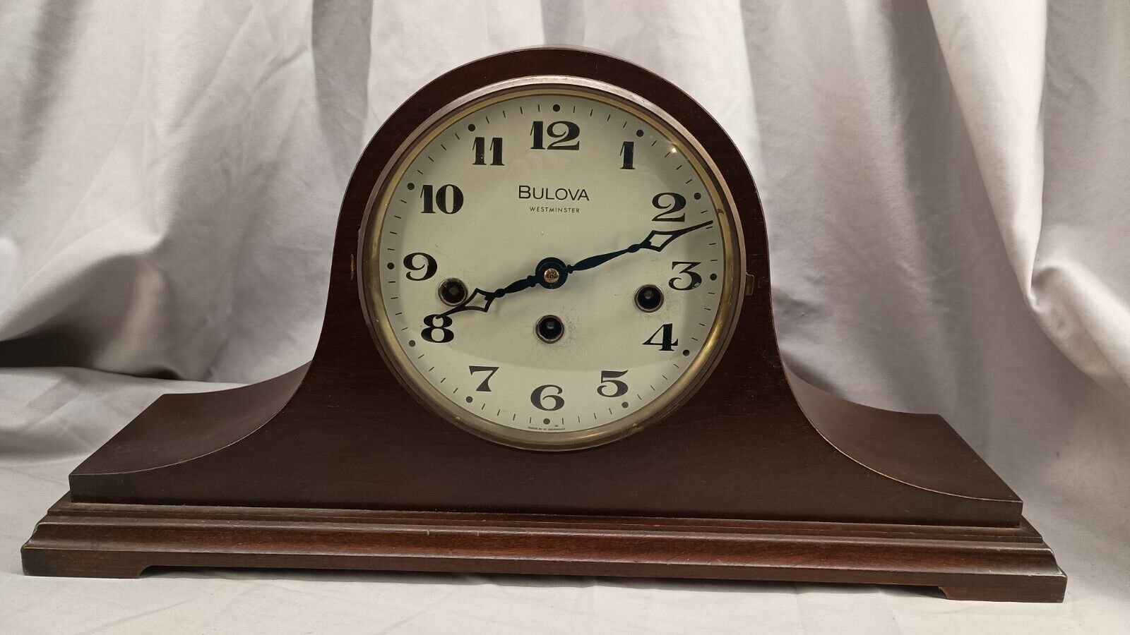 Vintage Bulova Westminster Wood Mantle Clock Wind Up Made In Germany Paperwork