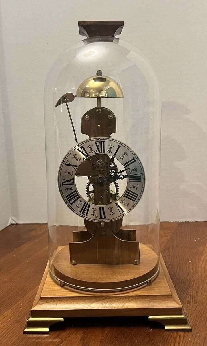 Vintage Kieninger Mantel Clock Skeleton Bell Chime Germany