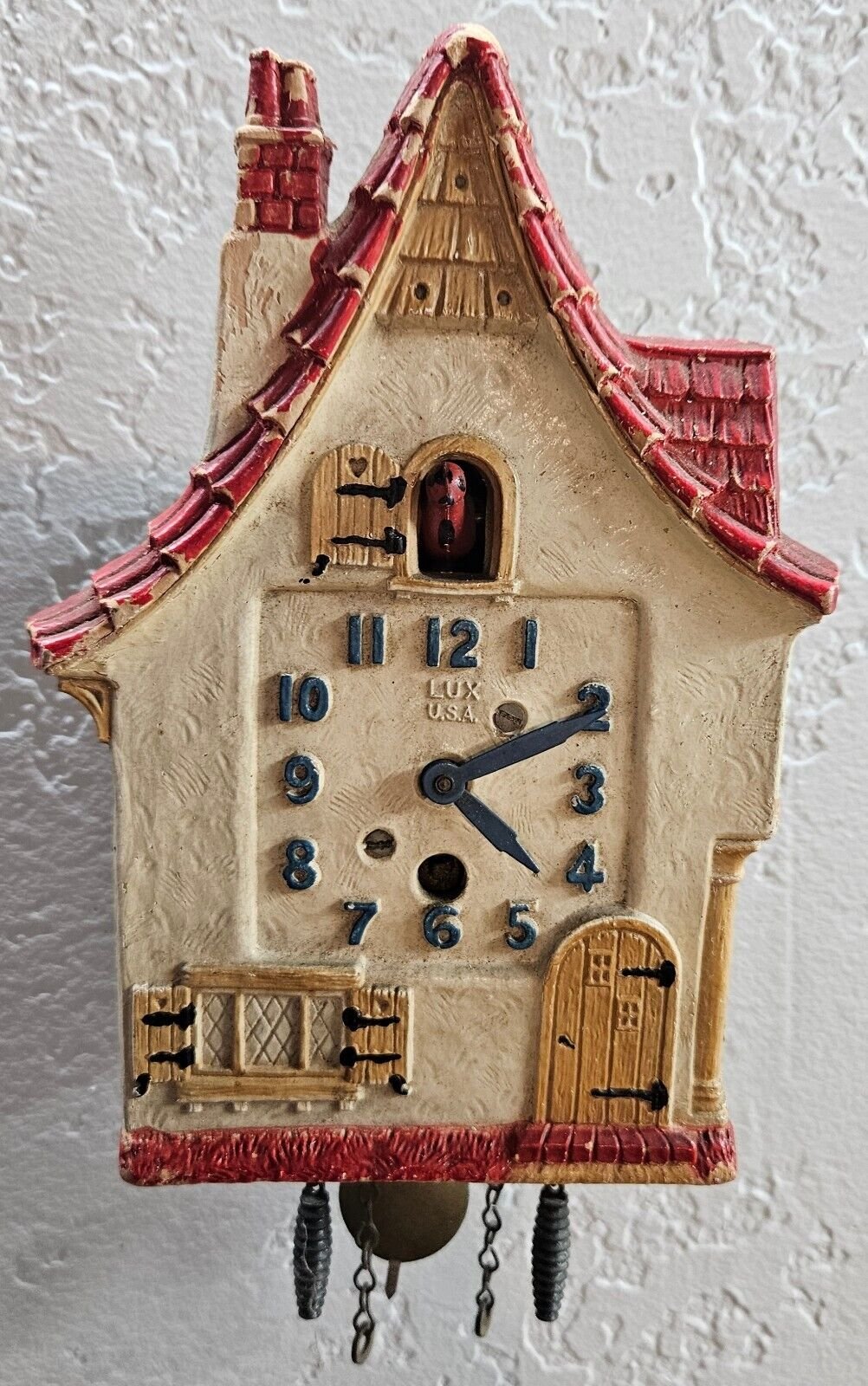 Vintage Miniature Mechanical Lux 'Dutch Cottage' Cuckoo Clock Early 1900's