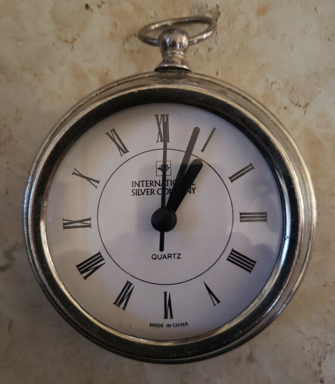 Vintage Quartz Desk/Shelf Pocket Watch Style Clock International Silver Co.