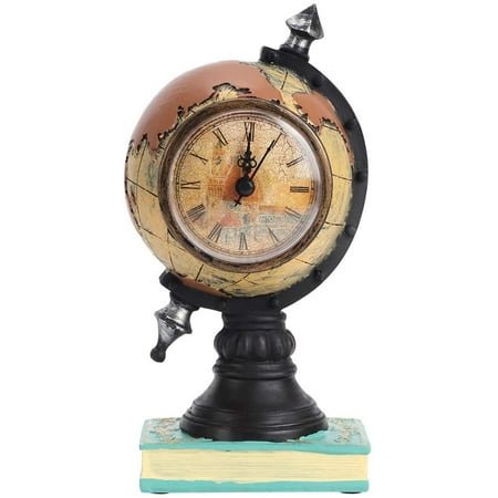 Vintage Resin Globe Watch Clock, Globe Clock Decor Mini World Globe Clock Decor Study Living Room Office Desk Decoration