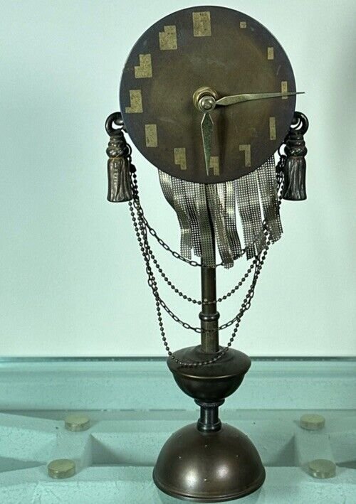 Vintage Unusual Brass Post Modern German Movement Clock