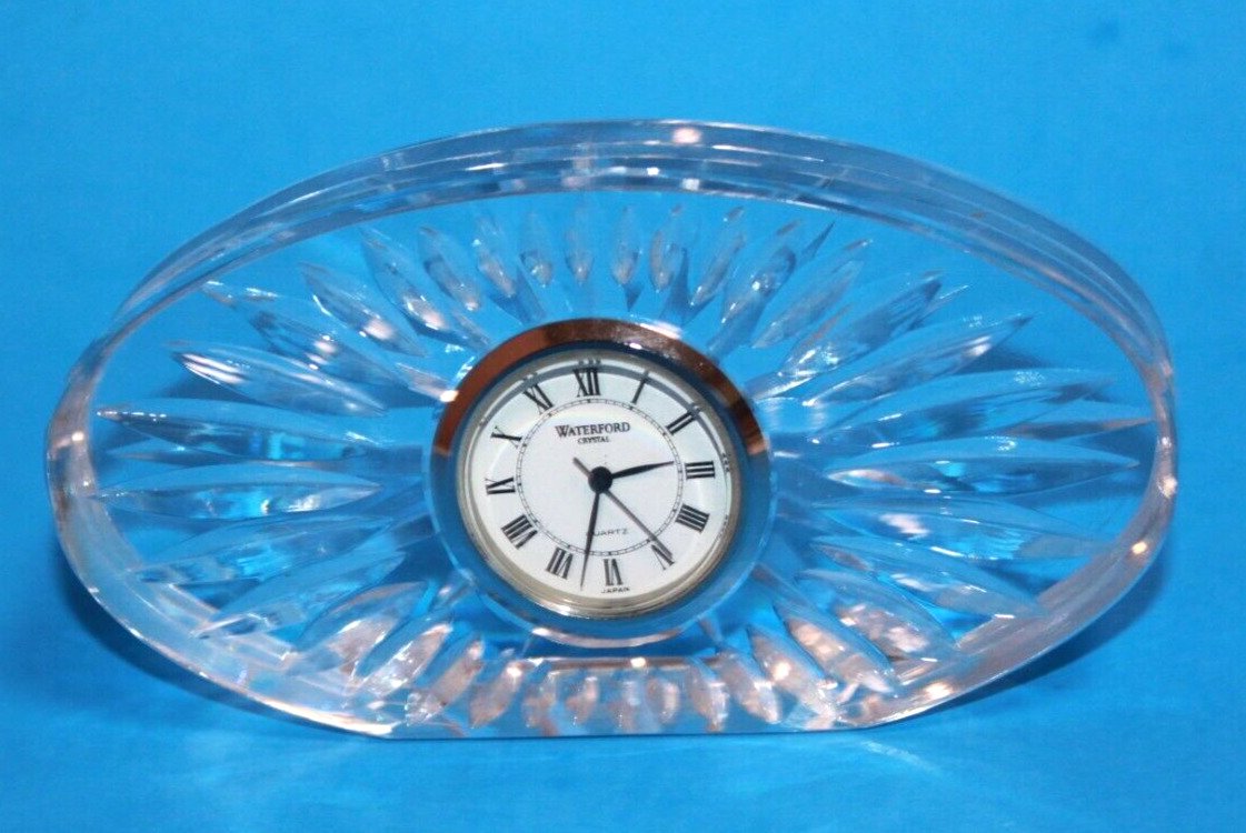 Vintage Waterford Crystal Oval Quartz Desk Clock