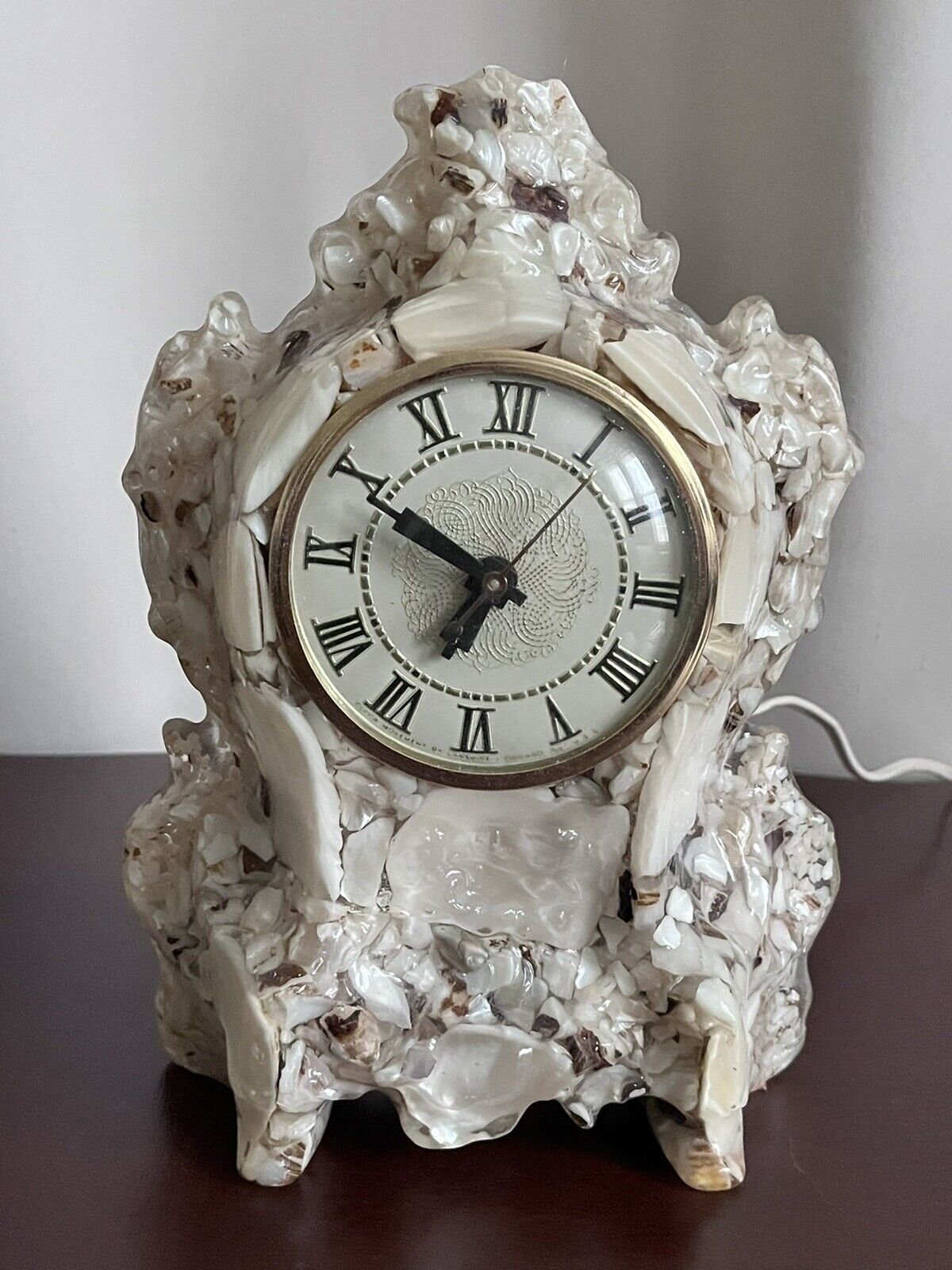 VTG Hand Crafted Genuine Mother of Pearl Lanshire Vomit Clock by Tennessee Shell